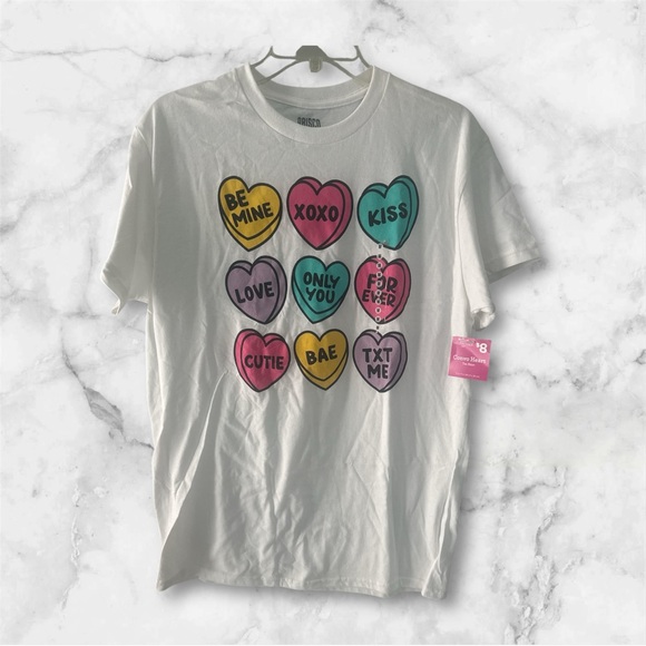 Brisco Tops - Brisco Brands Heart Print White T-Shirt NWT
